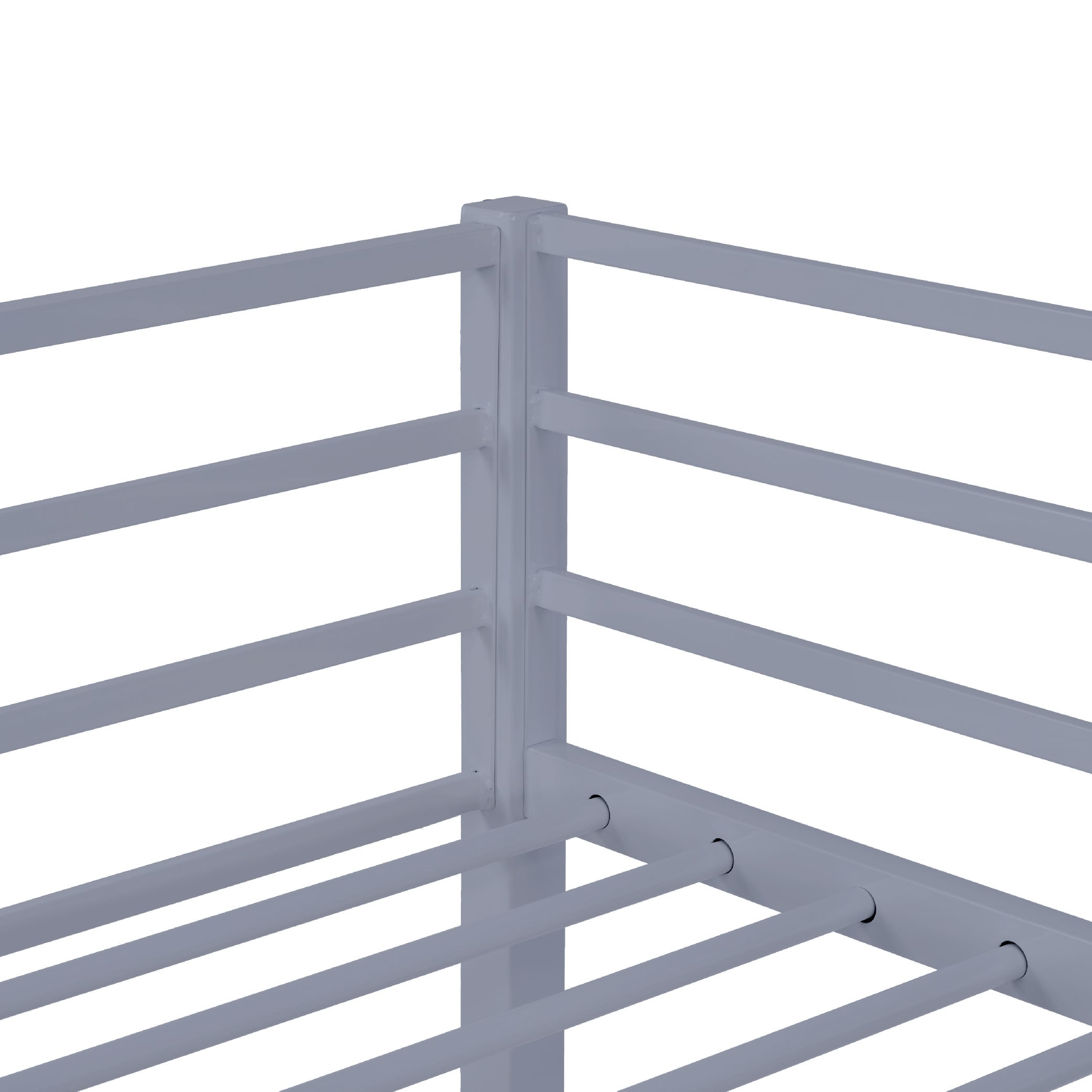 Metal Loft Bed Twin Size, Loft Bed Frame With Safety Guard Rails & Flat Ladder, Twin Loft Bed For Kids Teens Adults, Gray_voghion.com